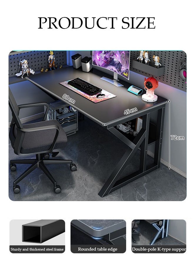 Spides Double K Frame Design Gaming Desk Multipurpose Home Office Computer Desk with Under Table Storage Shelf Home Office Writing Study Desk Thickened Metal Frame Modern Simple Style Computer Table for Home Work Writing Study, Black - Image 4